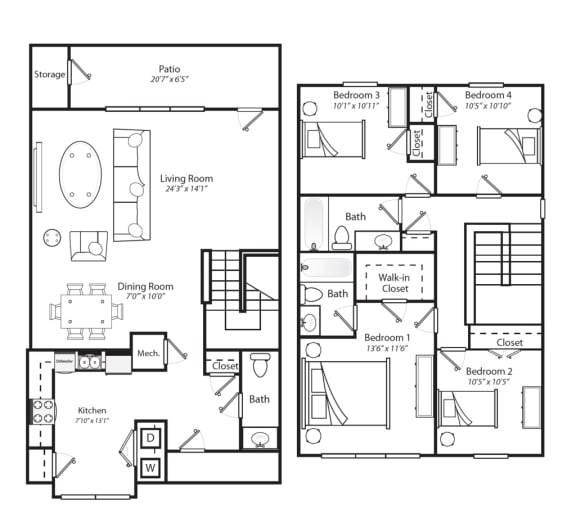 Floor Plans of Salem Fields Townhomes in Fredericksburg, VA